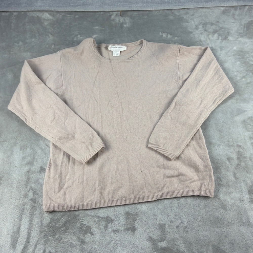 Cuillin Hills Cashmere Sweater Womens Large Tan Beige Crewneck Long Sleeve Knit